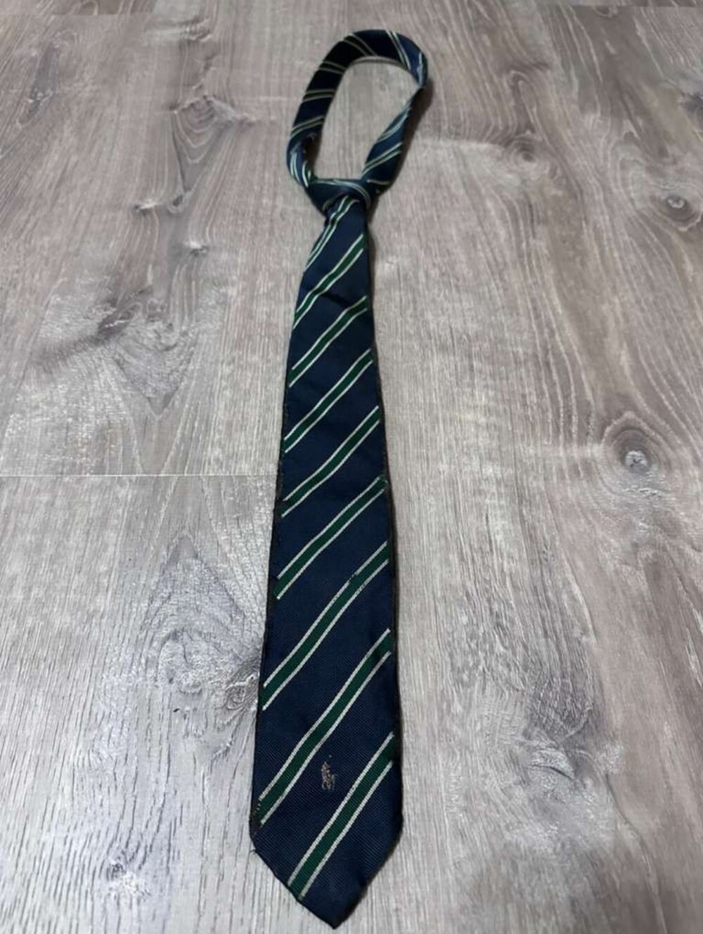 Polo by Ralph Lauren Navy Blue Striped Silk Tie